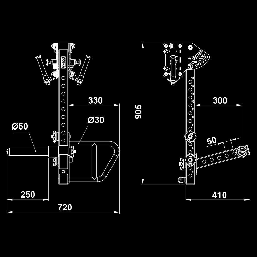 ATX® Jammer Arms RX-600 Dimensionen / Maße
