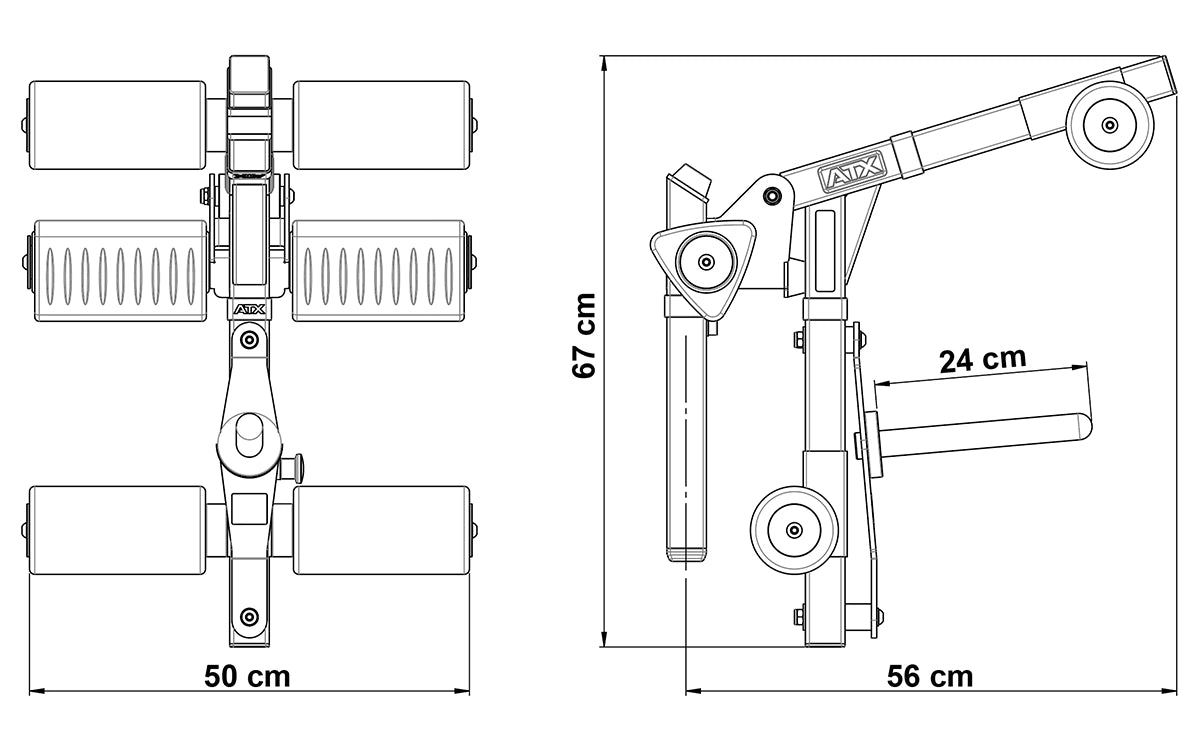  ATX® Beinbeuger-Strecker - Option Maße: Breite 50 cm; Höhe: 67 cm; Tiefe: 56 cm; Gewicht: 17 kg