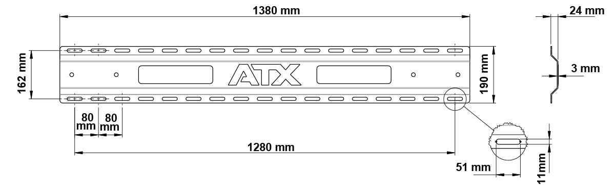 ATX® Fold Back Rack Half Rack 500 Montagekonsole Maße