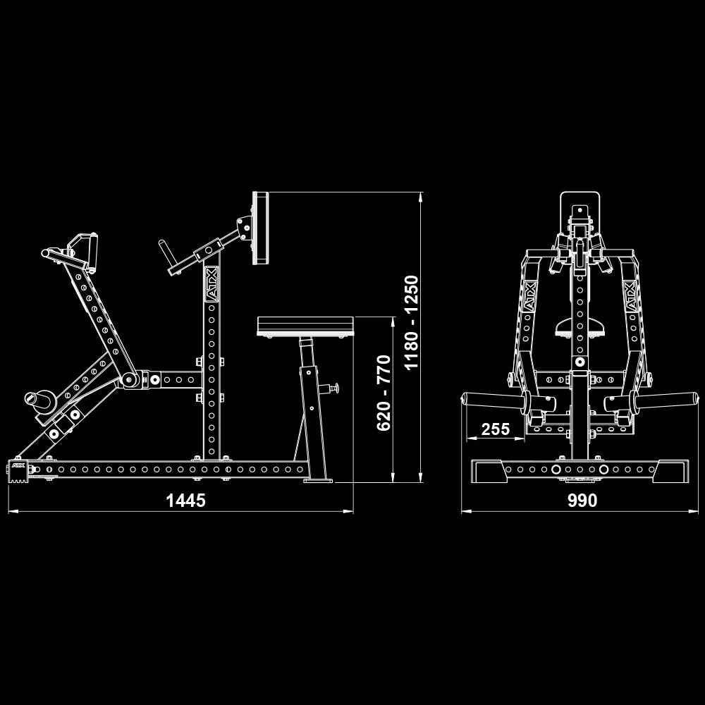 ATX® Rücken - Rudergerät - Back-Contractor Maße