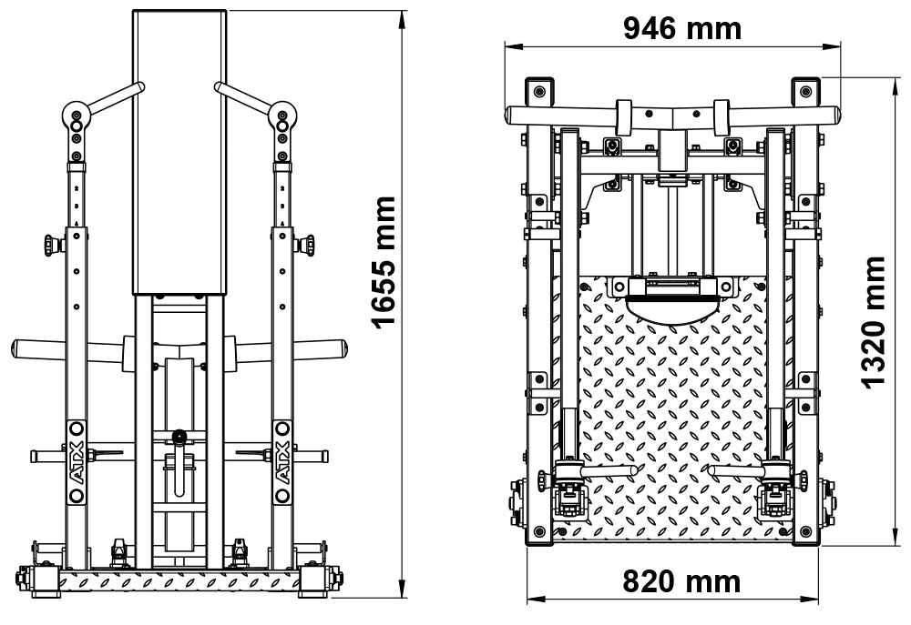 ATX® Brustpresse stehend - Standing Chest Press Maße