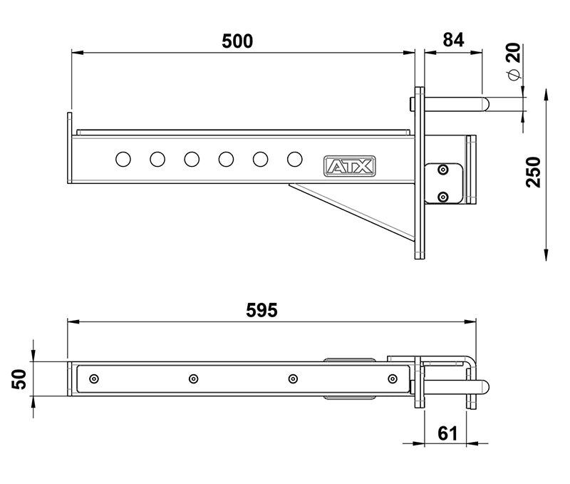 ATX® Safety Spotter Arms / Notablagen Serie 600 Maße