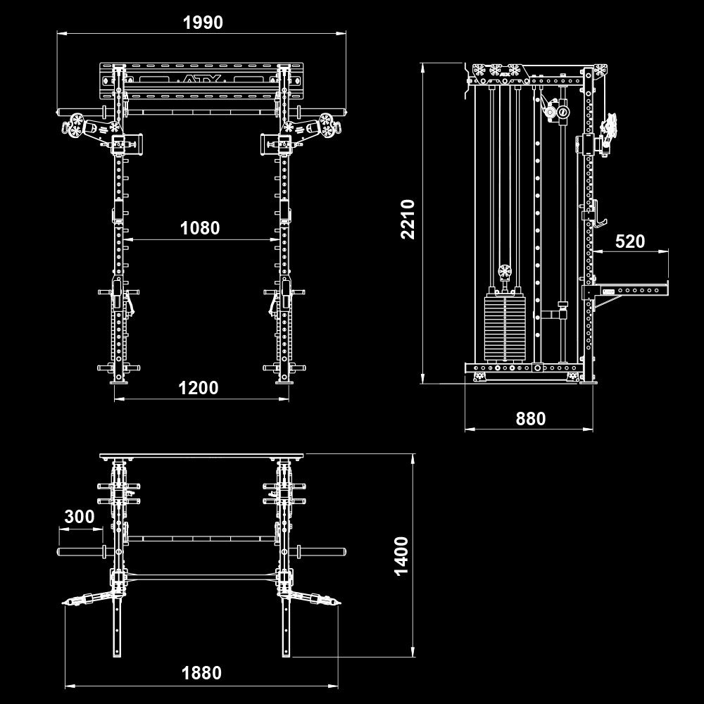 ATX® Rack-Zugstation inkl. Multipresse zur Wandbefestigung
