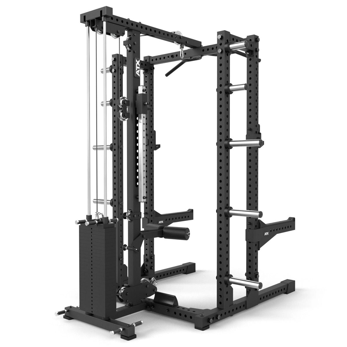ATX® Half Rack 780 mit Extension und Latzug Steckgewichte schräg hinten