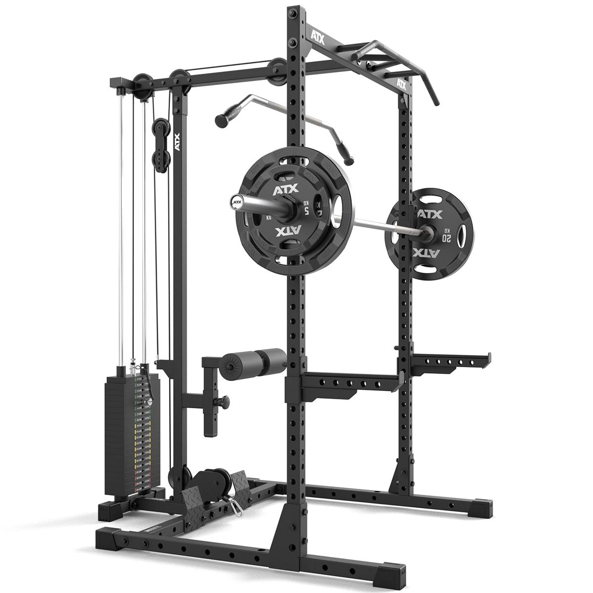 ATX® Half Rack 510 mit Latzugstation - 100 kg Steckgewichte - Höhe 195 cm mit Gewicht