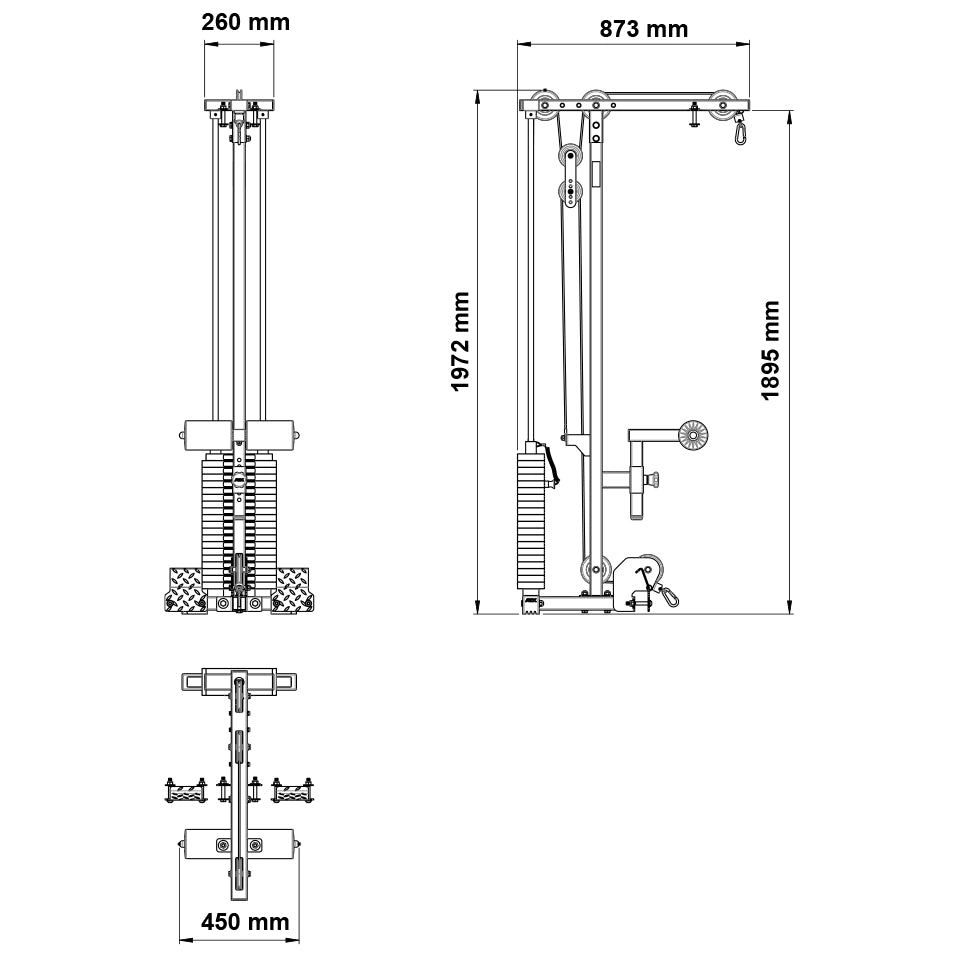ATX® Latzug Option LTO-510 - 100 kg Steckgewichte Maße