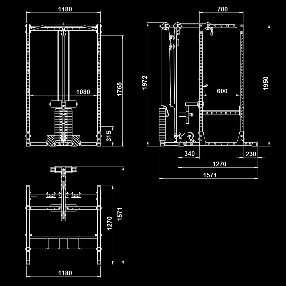 ATX® Power Rack 510 Komplettstation mit Latzugstation 100 kg Steckgewichte - Höhe 198 cm