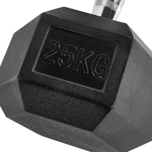 Hex Hantelsatz Gummi - 1 bis 25 kg Gewichtsanzeige