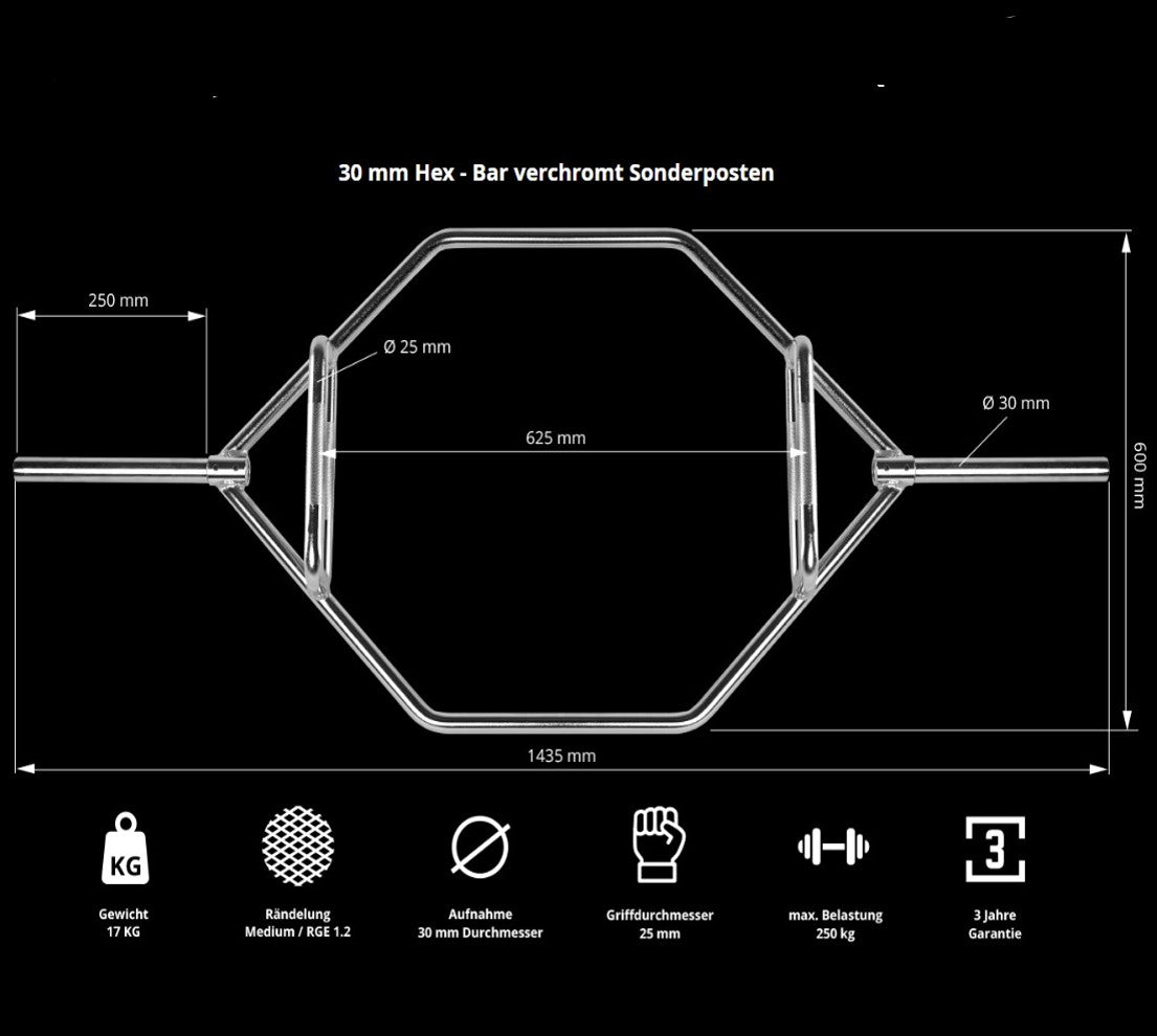 Hex Bar 30mm verchromt Sonderposten