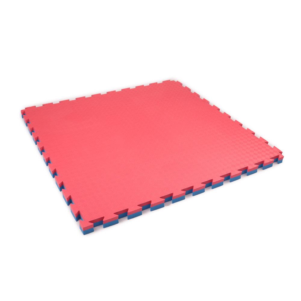 Kampfsportmatte Judo 100 x 100 x 4 cm blau rot