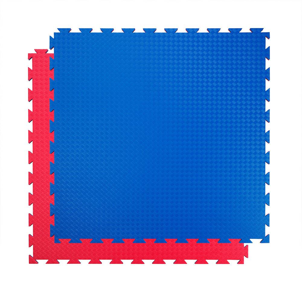 Kampfsportmatte 100 x 100 x 2 cm blau - rot
