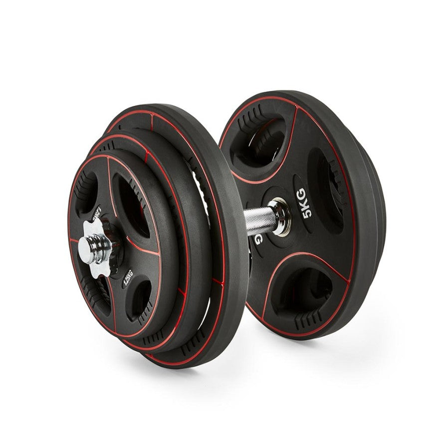 Kurzhantelstange Gewinde 30 mm mit Hantelscheiben