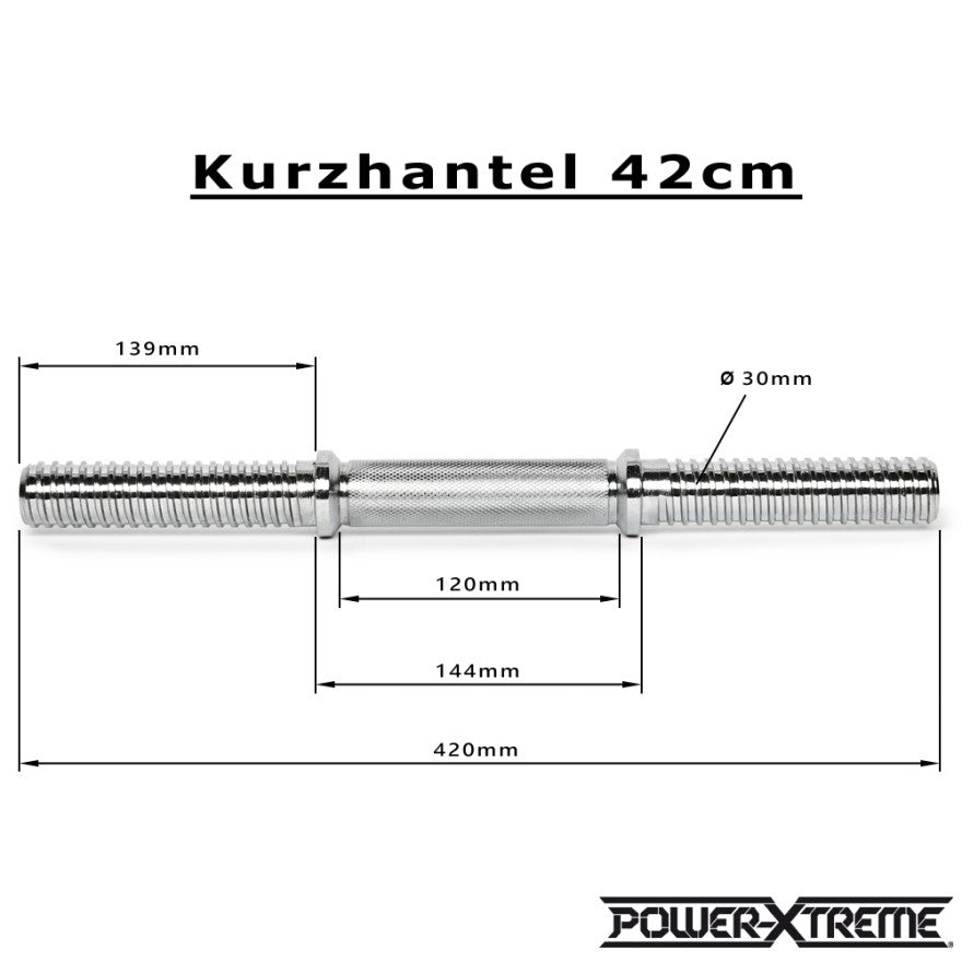 Kurzhantelstange Gewinde 30 mm - Länge 42 cm