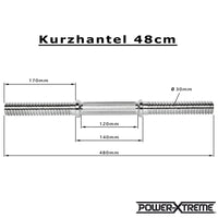 Kurzhantelstange Gewinde 30 mm - Länge 48 cm