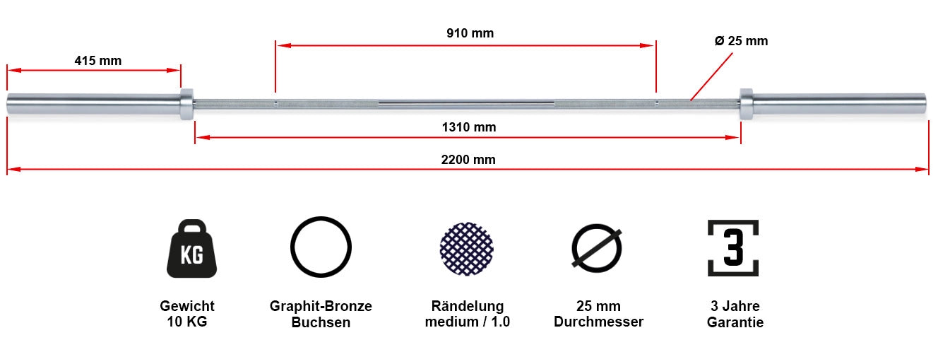 ATX® Weightlifting Technique Bar - 10 kg - 220 cm