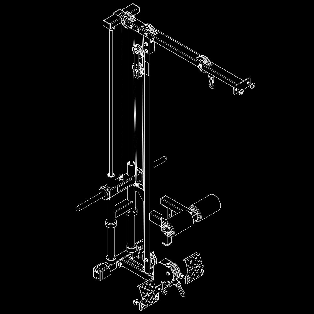 ATX® Latzug-Anbauoption - Plate Load - zu Half Rack HRX-510 Isoansicht