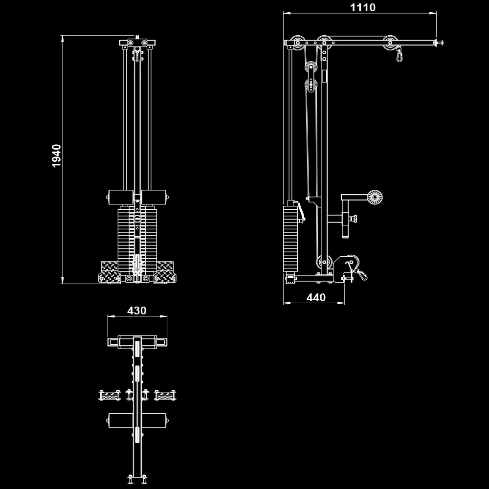 ATX® Lat Pulldown Attachment Option - 100 kg Weight Stack - for Half Rack HRX-510 