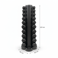 Hex Hantelsatz Gummi - 1 bis 10 kg + Hantelablage Maße