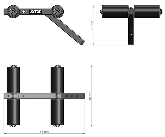 ATX® AB-Option - Bauchtrainer Maße: Länge 63 cm; Breite 48 cm; Höhe 31 cm; Gewicht 4,8 kg