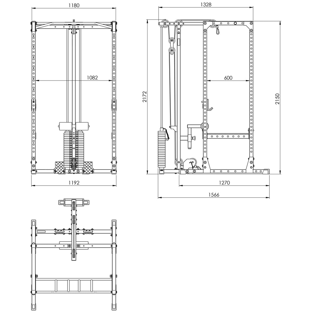 ATX® Power Rack 520 Komplettstation mit Latzugstation 100 kg Steckgewichte - Höhe 218 cm