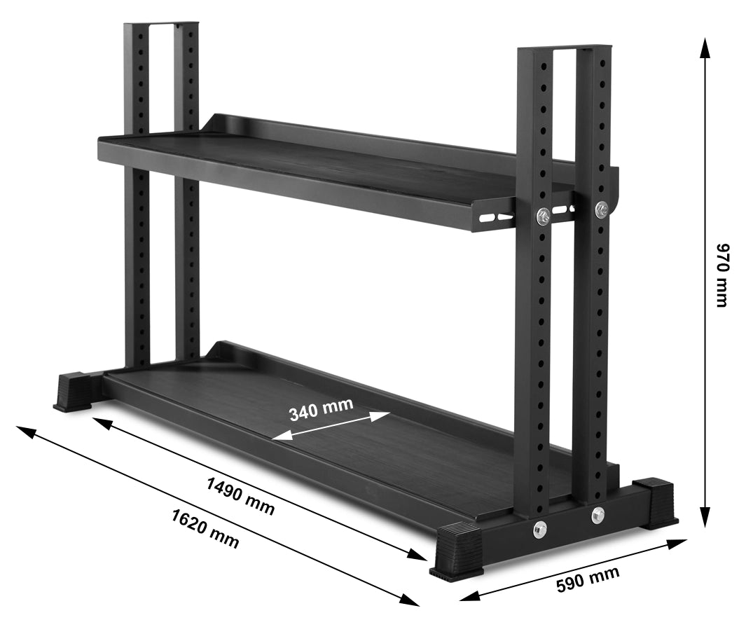 Hantelablage - Kettlebell & Hex-Hantel Rack - 150 cm ATX® Maße: Gesamtlänge: 162 cm; Tiefe: 59 cm; Höhe: 97 cm