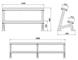 ATX® Kurzhantelablage doppelstufig - modular erweiterbar Maße