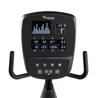 Liegefahrrad Vision Fitness R60  LED-Konsole zeigt übersichtlich alle Trainingsdaten 