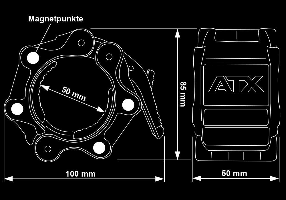 ATX® HQ Magnetic Collar clamp 50 mm - Paar