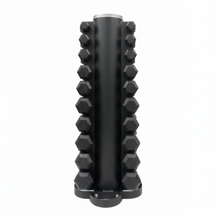 Vorteilspaket! Hex Hantelsatz Gummi - 1 bis 10 kg + Hantelablage