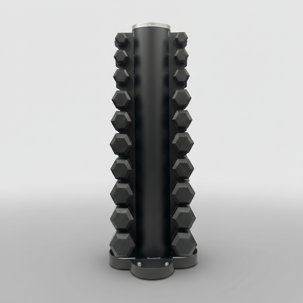 Vorteilspaket! Hex Hantelsatz Gummi - 1 bis 10 kg + Hantelablage