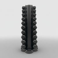 Vorteilspaket! Hex Hantelsatz Gummi - 1 bis 10 kg + Hantelablage