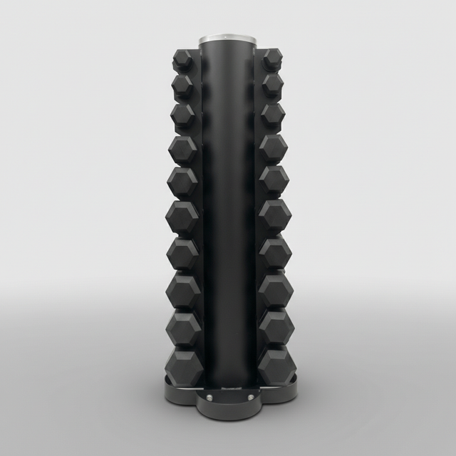 Vorteilspaket! Hex Hantelsatz Gummi - 1 bis 10 kg + Hantelablage