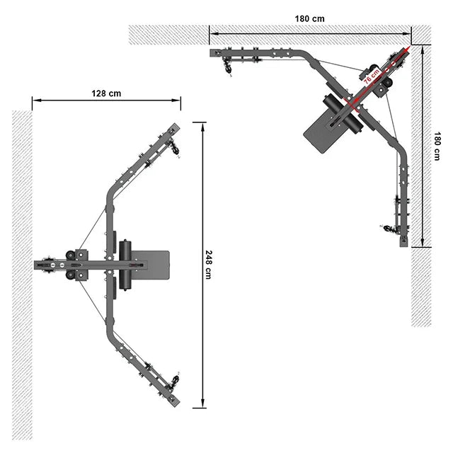 ATX® Cable Pull Corner Station Maße von oben