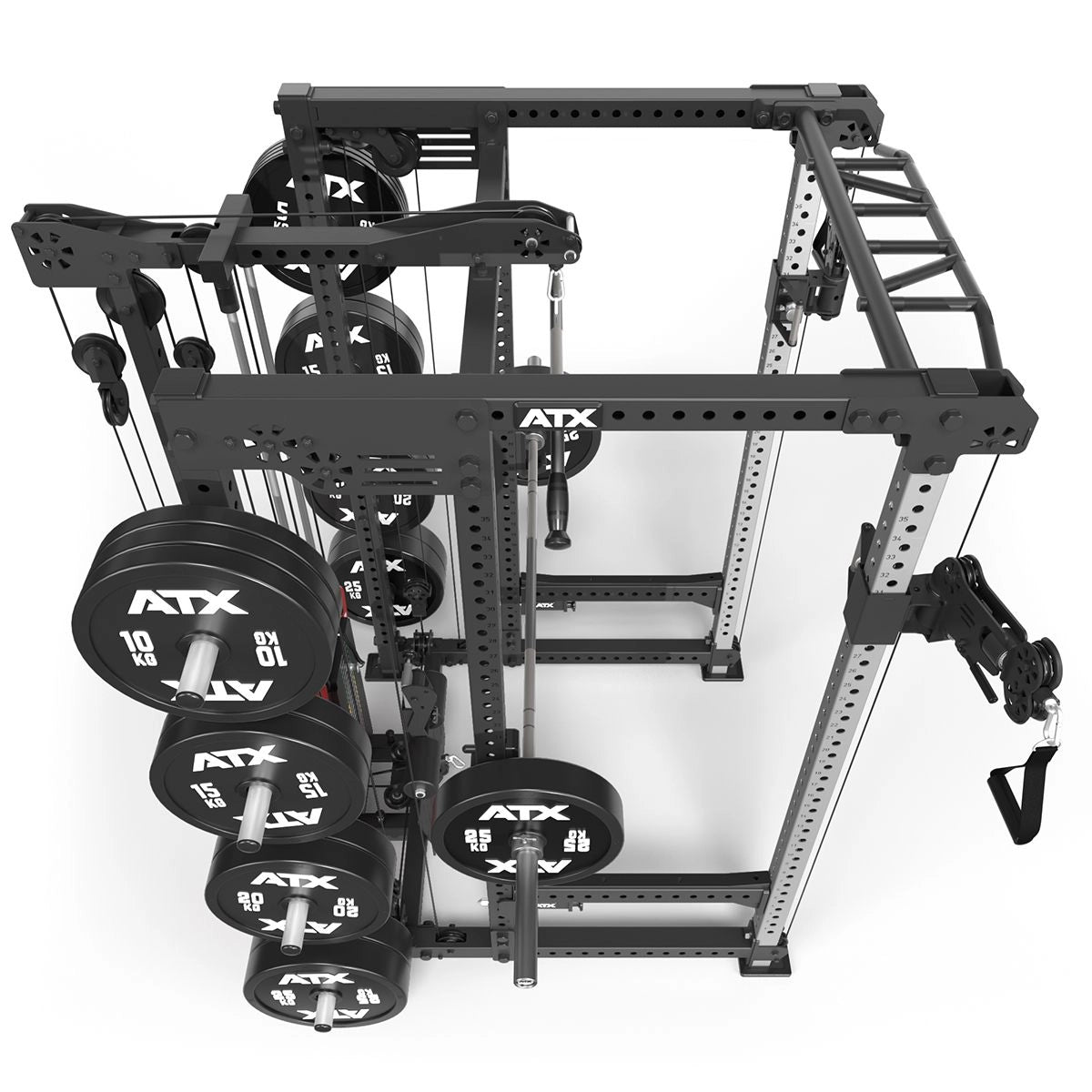 ATX® Hardcore Power Rack & Pull Station FCR-780 Seitenansicht mit Hantelscheiben