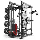 ATX® Hardcore Power Rack & Pull Station FCR-780 Ansicht hinten mit Hantelscheiben