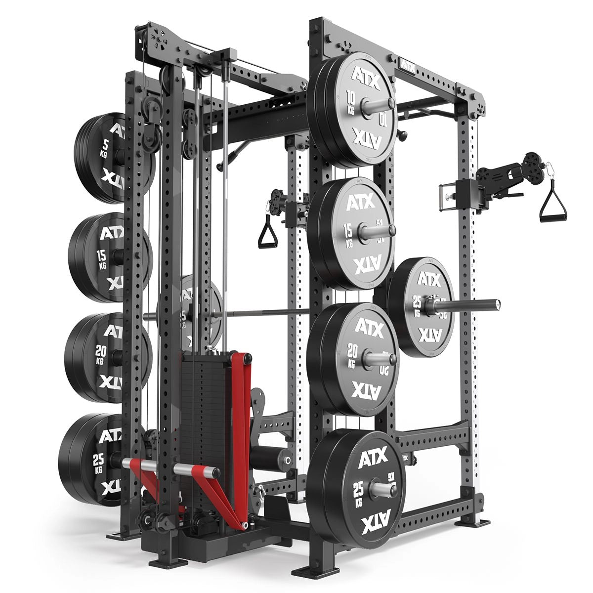 ATX® Hardcore Power Rack & Pull Station FCR-780 Ansicht hinten mit Hantelscheiben