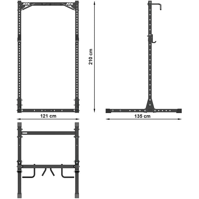 ATX® Half Rack 620 inkl. J-Hooks & Safety Spotter Arms Maße