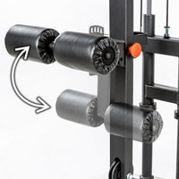 Verstellmechanismus der Kniepolster des Latzugs 650 Plate Load