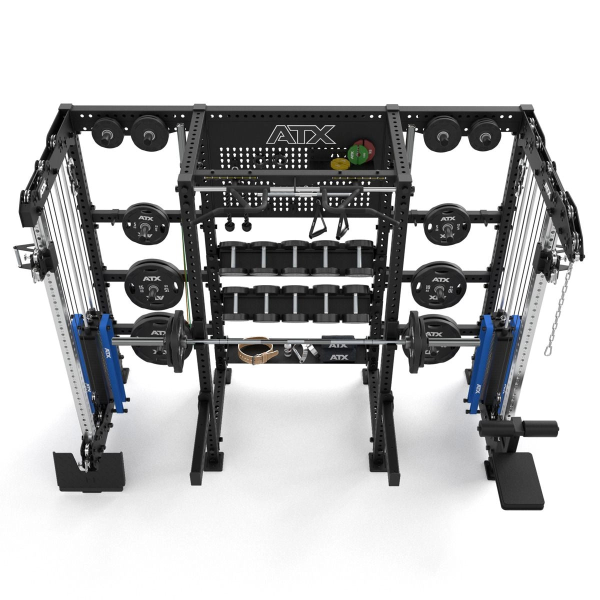 ATX® Multi Cable Rack & Storage Station - The Wall Ansicht von oben mit Equipment