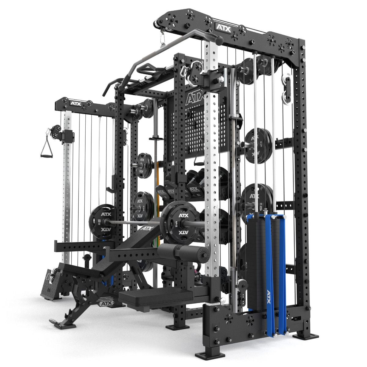 ATX® Multi Cable Rack & Storage Station - The Wall Ansicht von links mit Zubehör
