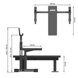  ATX® Drücker-Flachbank 700 Maße: Länge 122 cm, Breite 128 cm; Höhe max. 130 cm