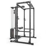ATX® Power Rack PRX-510-XS mit Latzug 100 kg Steckgewichte Schrägansicht