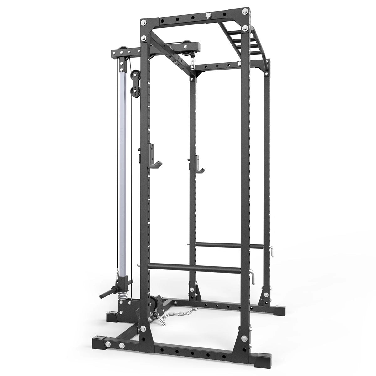 ATX® Power Rack PRX-520-XS mit Plate Load Latzug - Höhe 215 cm Schrägansicht