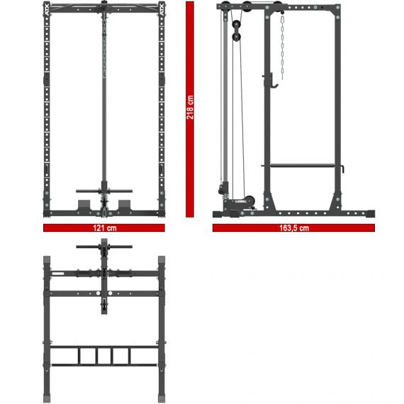 ATX® Power Rack PRX 620 Maße: Länge 163,5 cm, Breite 121 cm, Höhe 218 cm