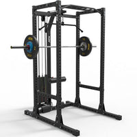 ATX® Power Rack PRX 650 mit Kabelzug und Zubehör: Klimmzugstange, Latzugstange, Notablagen, und Langhantelstange