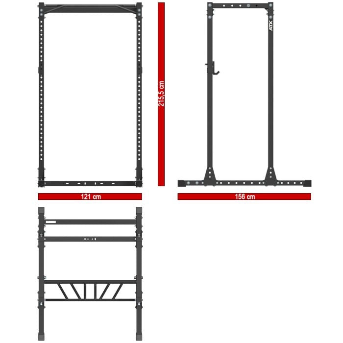  ATX® Power Rack PR 650 H215 inkl. J-Hooks Maße: Länge 156 cm, Breite 121 cm, Höhe 215,5 cm