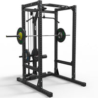 ATX® Power Rack PRX 650 mit Plate Load Latzug, Langhantelstange, Gewichtsscheiben, Latzugstange und Sicherheitablagen