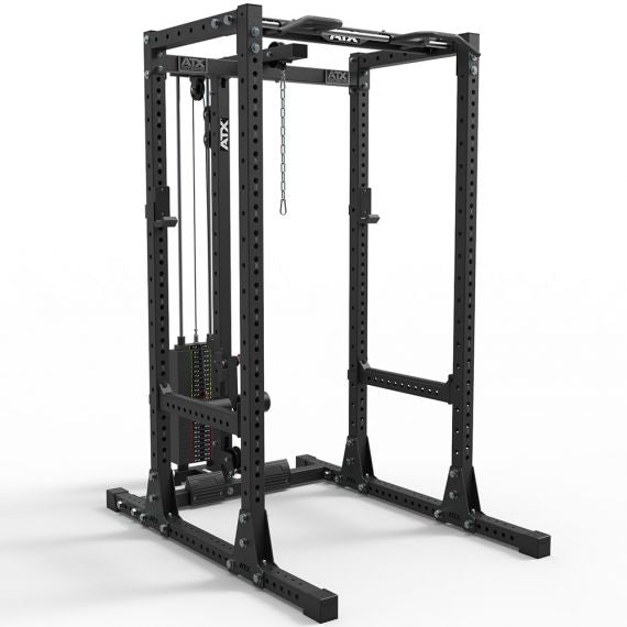 ATX® POWER RACK 750 SET 160 MIT LATZUGSTATION 125 KG STECKGEWICHTE UND INDEXING MULTI CHIN-UP