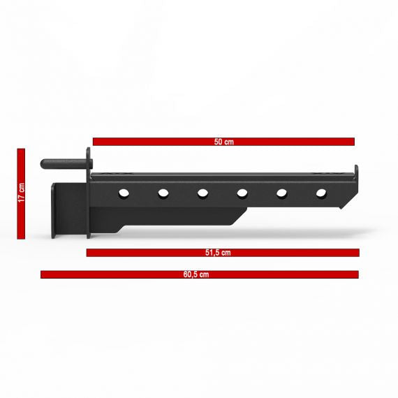 ATX® Safety Spotter Arms - Series 600 Maße: Länge: 60,5 cm - Ablage 50 cm; Breite: 6,5 cm; Höhe: 17 cm