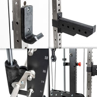 ATX® Smith Machine 760 - Steckgewichte Details: J-Hooks; Notablagen; Multipresse und Führungsstangen